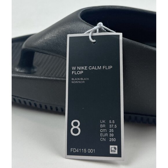 Nike Calm Flip Flop Womens 8 Triple Black Sandals Slides Casual FD4115-001 - Picture 9 of 9